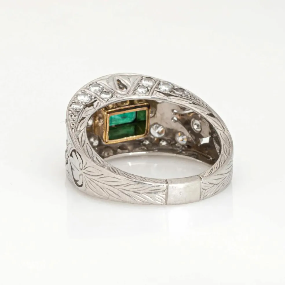 Bague Diamant Émeraude Platine