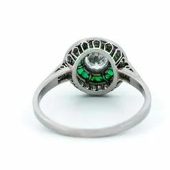 Bague Diamant, Émeraude, Platine