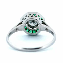 Bague Diamant, Émeraude, Platine