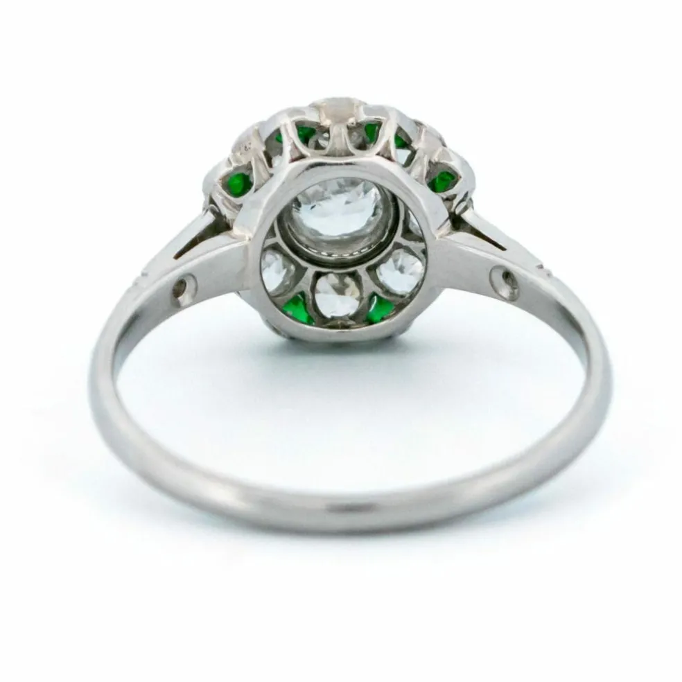 Bague Diamant, Émeraude, Platine