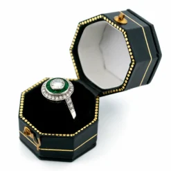 Bague Diamant, Émeraude, Platine