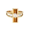 Bague diamant mobile années 70 en or jaune