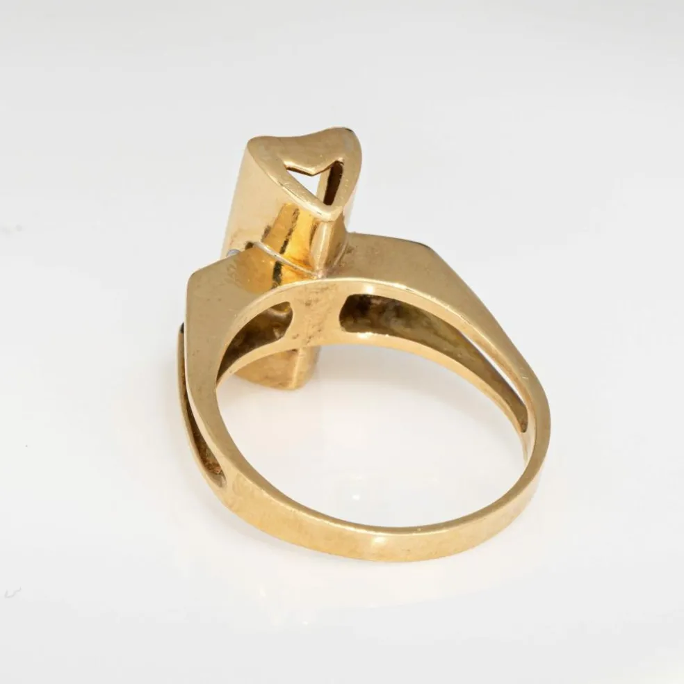 Bague diamant mobile années 70 en or jaune