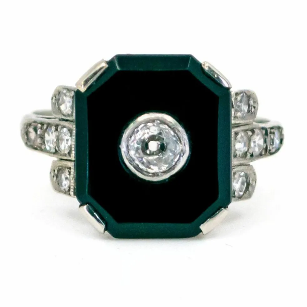 Bague Diamant Onyx Platine