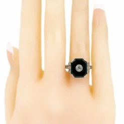 Bague Diamant Onyx Platine