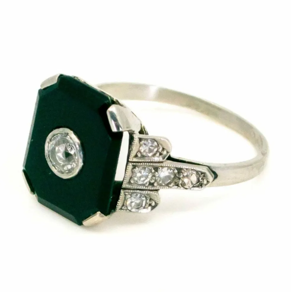 Bague Diamant Onyx Platine
