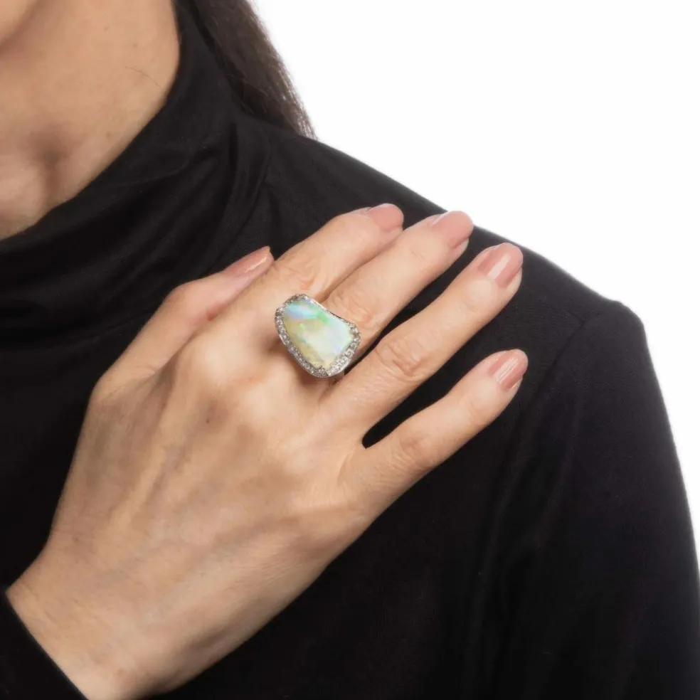 Bague diamant opale naturelle 10,64 ct