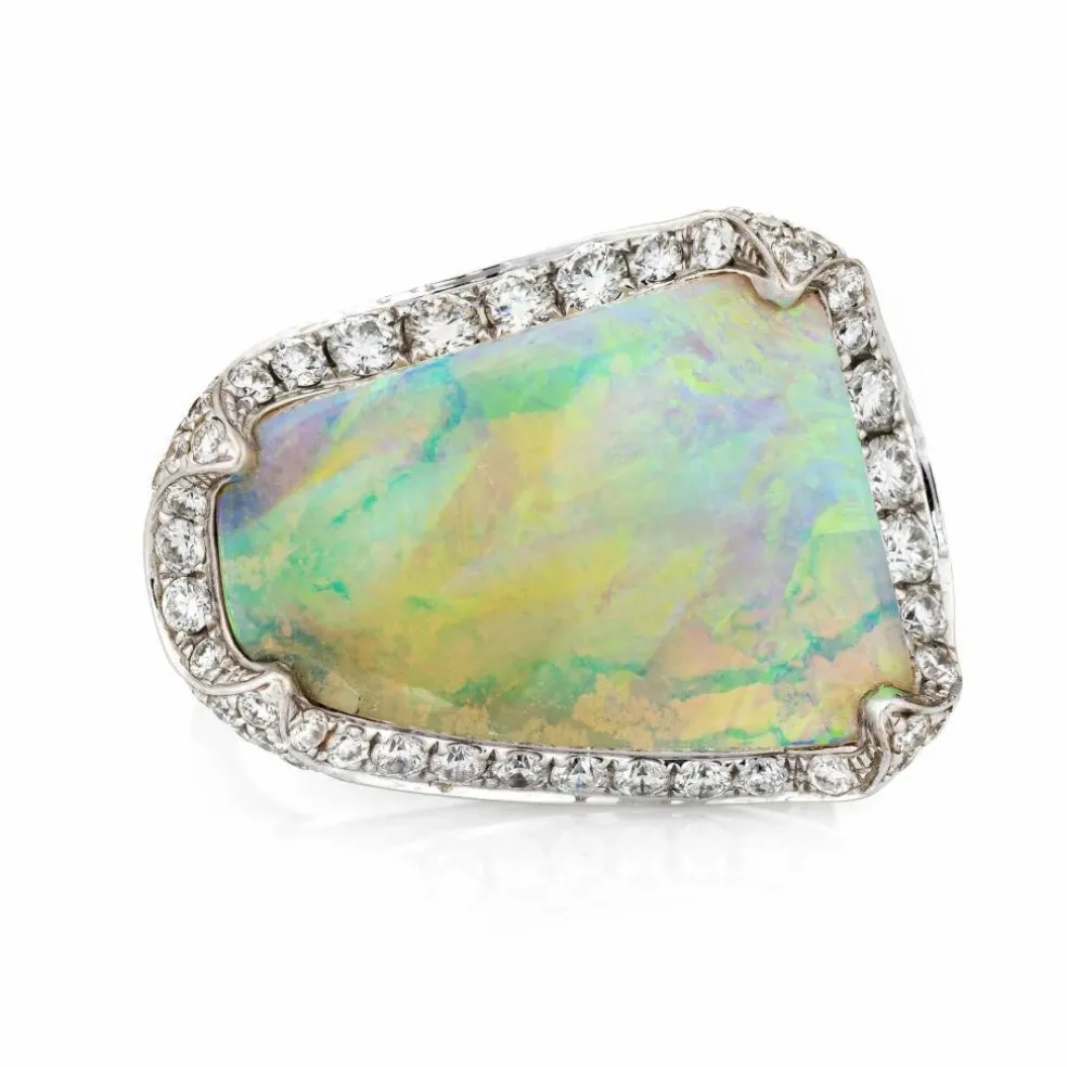 Bague diamant opale naturelle 10,64 ct