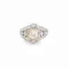 Bague diamant or blanc style art déco
