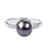 Bague diamant perle de Tahiti en or blanc 18 carats