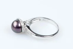 Bague diamant perle de Tahiti en or blanc 18 carats