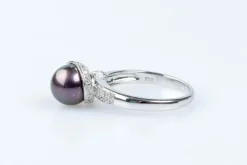 Bague diamant perle de Tahiti en or blanc 18 carats
