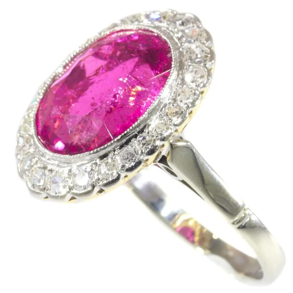 Bague diamant rubellite