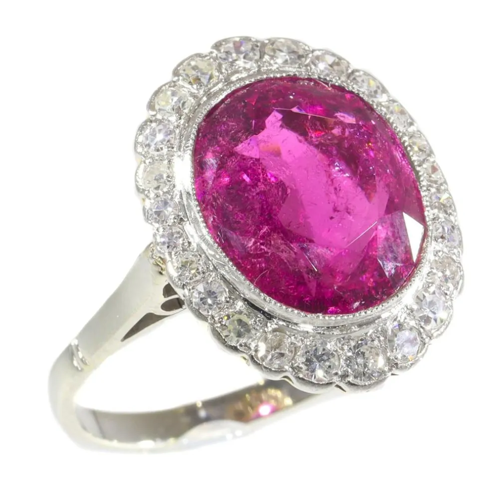 Bague diamant rubellite