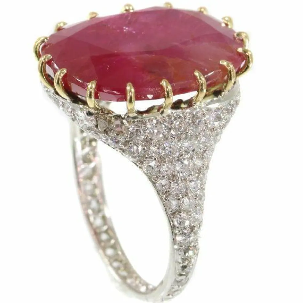 Bague diamant, rubis