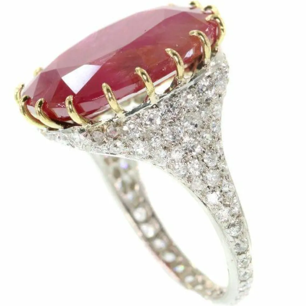 Bague diamant, rubis