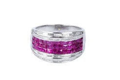 Bague diamant rubis en or blanc