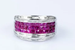 Bague diamant rubis en or blanc