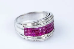 Bague diamant rubis en or blanc