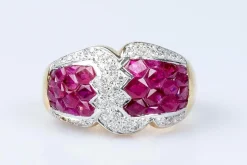 Bague diamant rubis en or massif 18 carats