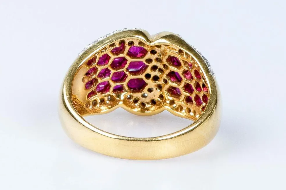 Bague diamant rubis en or massif 18 carats