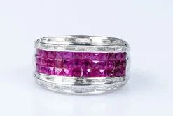 Bague diamant rubis en or blanc