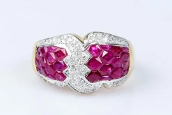Bague diamant rubis en or massif 18 carats