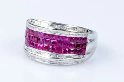 Bague diamant rubis en or blanc