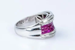 Bague diamant rubis en or blanc
