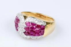 Bague diamant rubis en or massif 18 carats