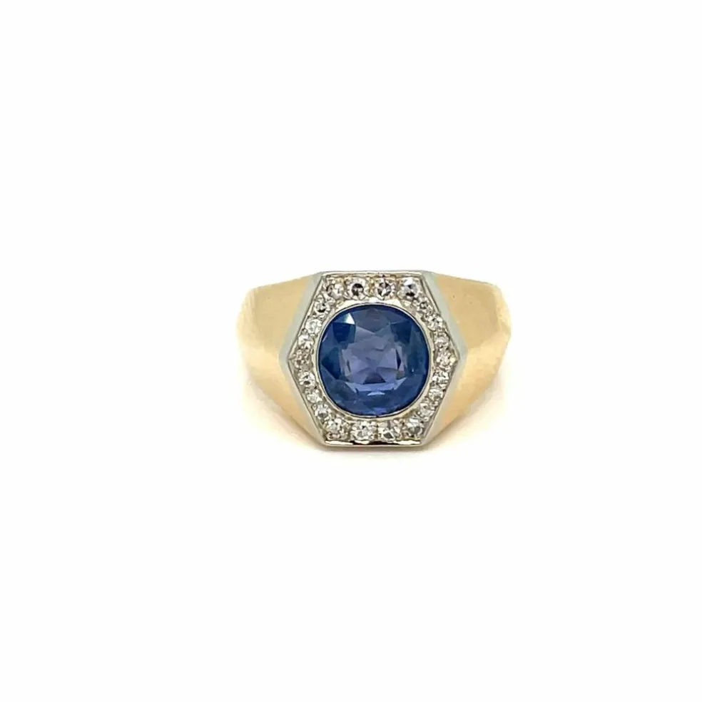 Bague Diamant Saphir certifié Art Déco