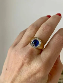Bague Diamant Saphir certifié Art Déco