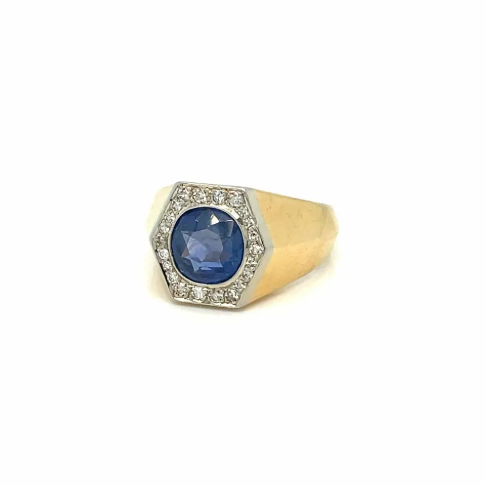 Bague Diamant Saphir certifié Art Déco