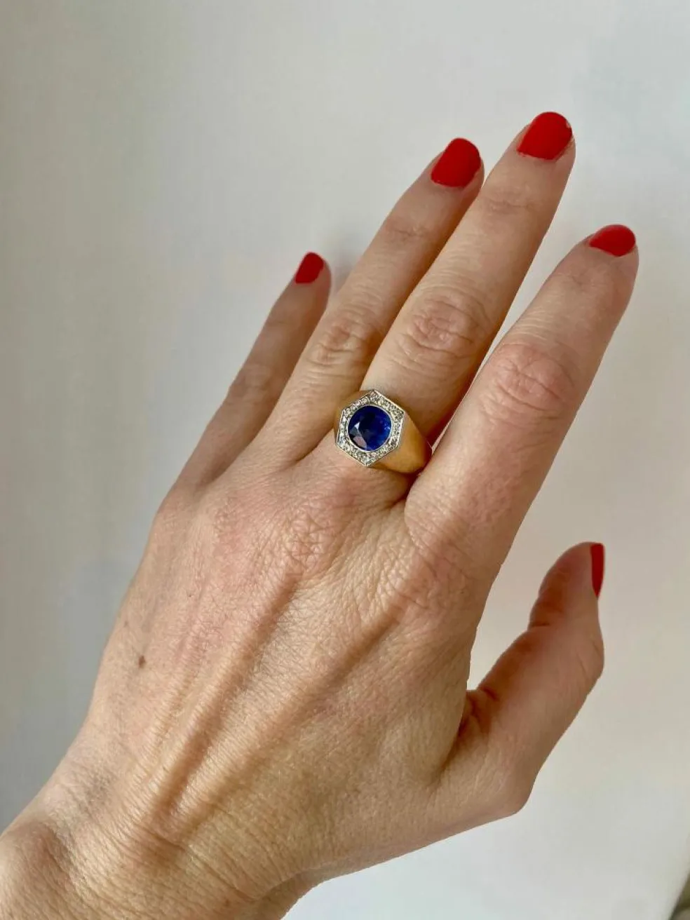 Bague Diamant Saphir certifié Art Déco