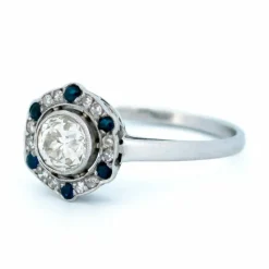 Bague Diamant, Saphir, Platine