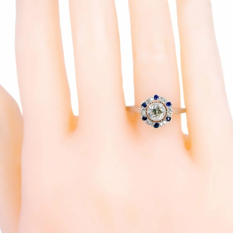 Bague Diamant, Saphir, Platine