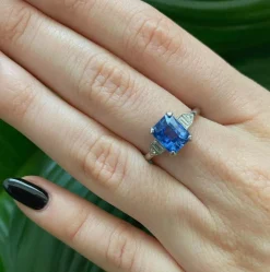 Bague Diamant, Saphir, Platine