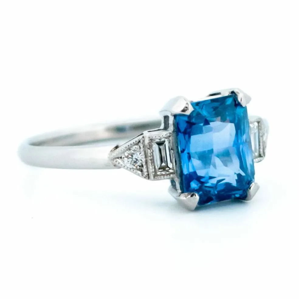 Bague Diamant, Saphir, Platine