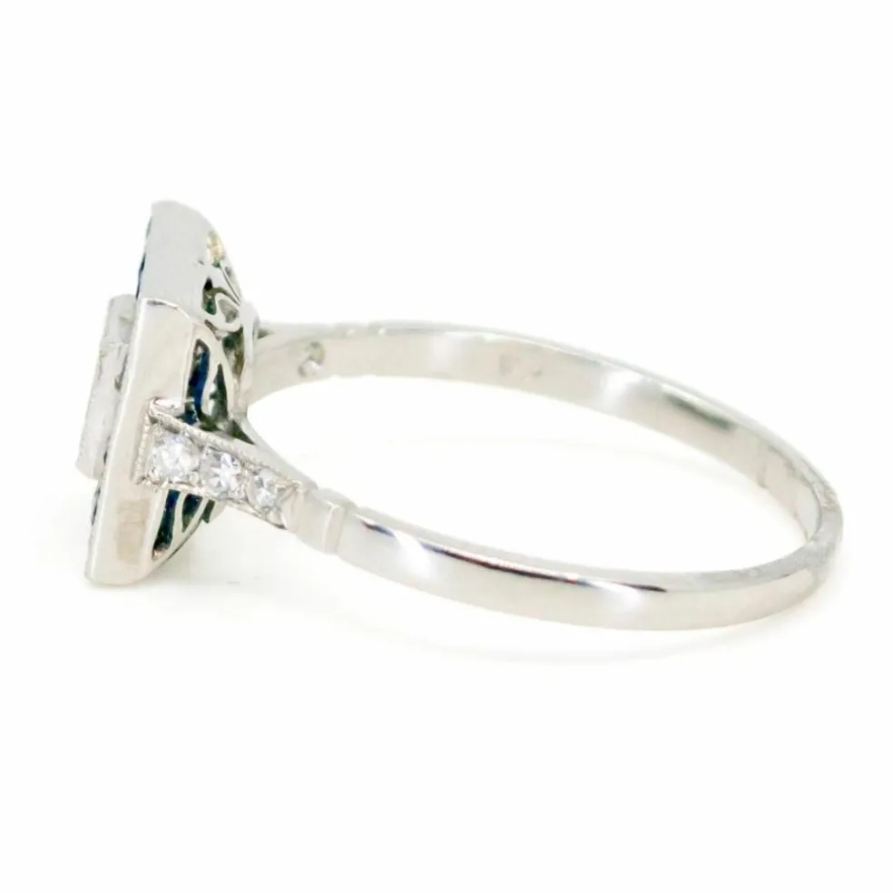 Bague Diamant, Saphir, Platine