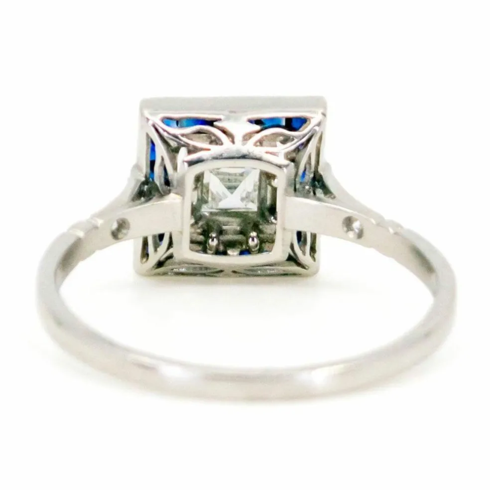 Bague Diamant, Saphir, Platine
