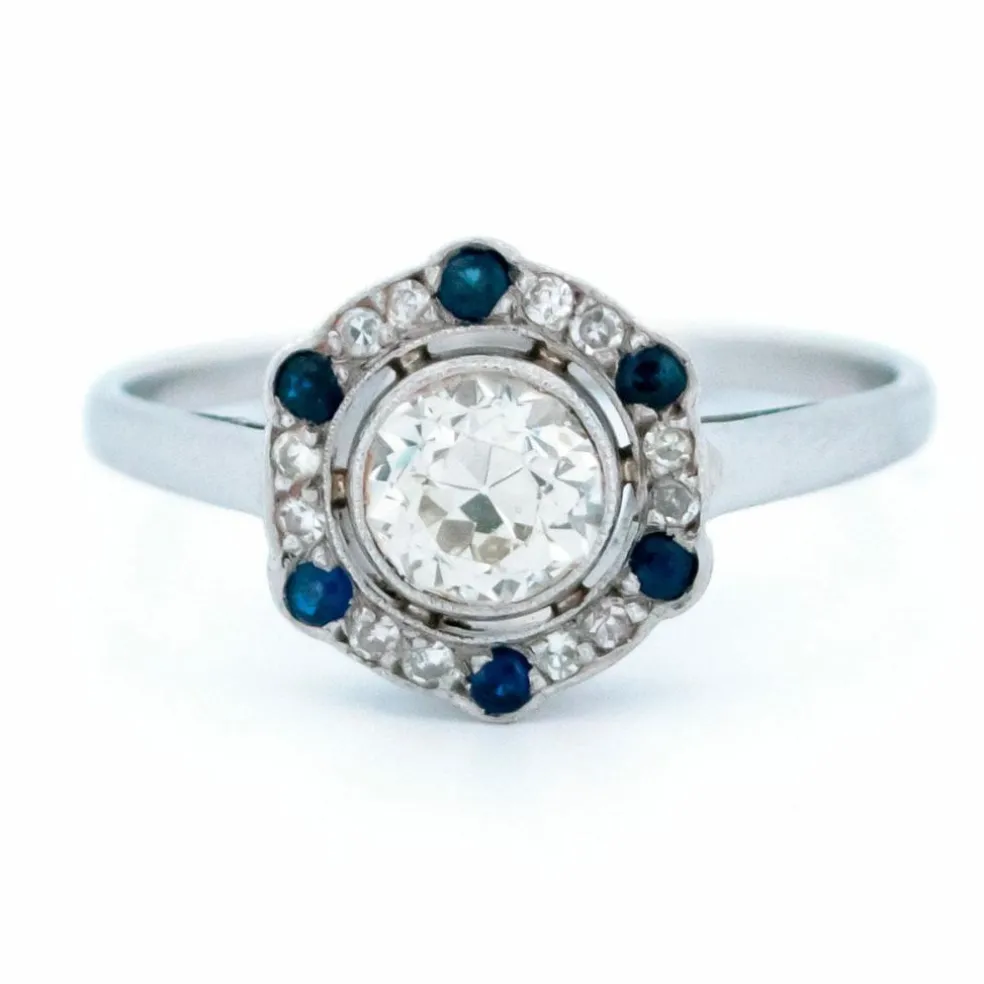 Bague Diamant, Saphir, Platine
