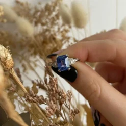 Bague Diamant, Saphir, Platine