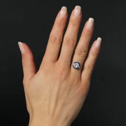 Bague diamant saphirs style art déco