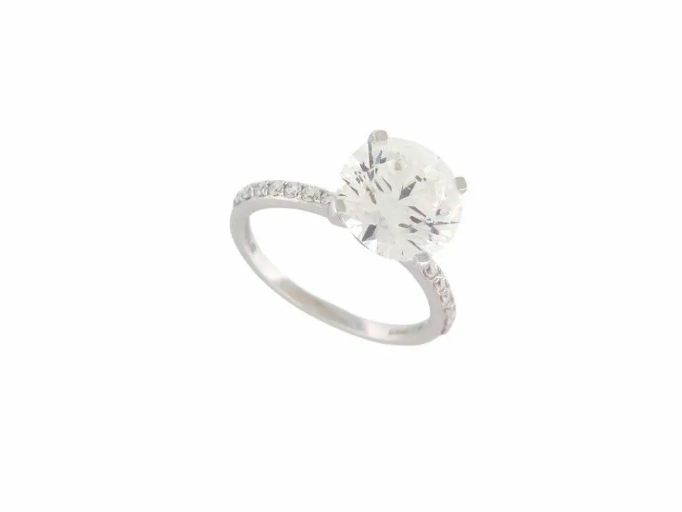 bague diamant solitaire 3.25 ct 52 en or blanc 18k certificat