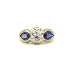 Bague Diamant taille ancienne 1ct Saphirs