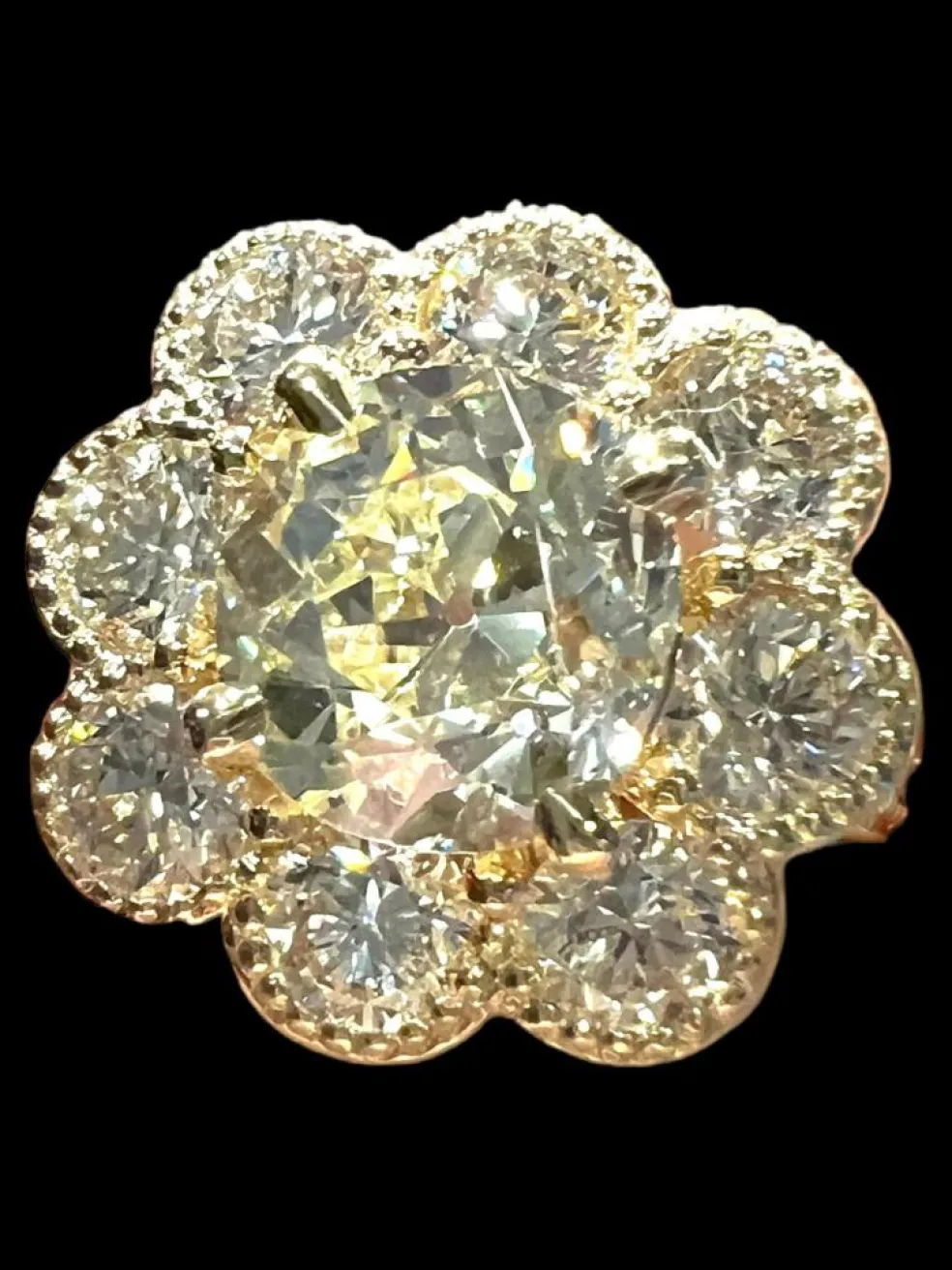 Bague diamant taille ancienne or jaune
