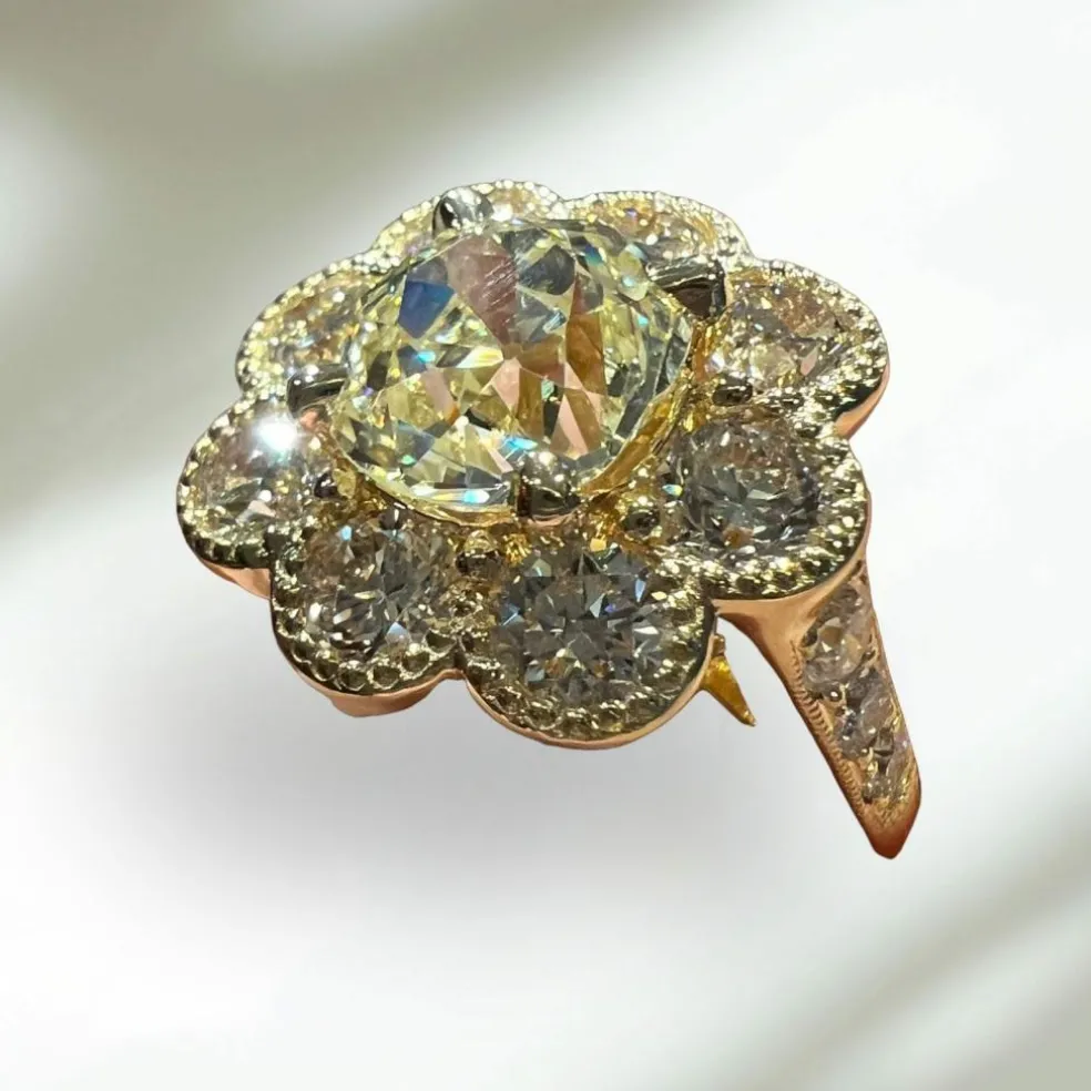 Bague diamant taille ancienne or jaune