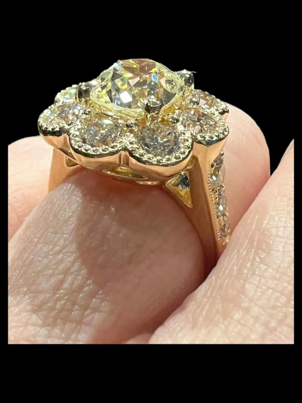 Bague diamant taille ancienne or jaune