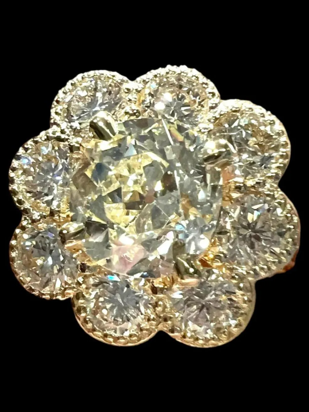 Bague diamant taille ancienne or jaune