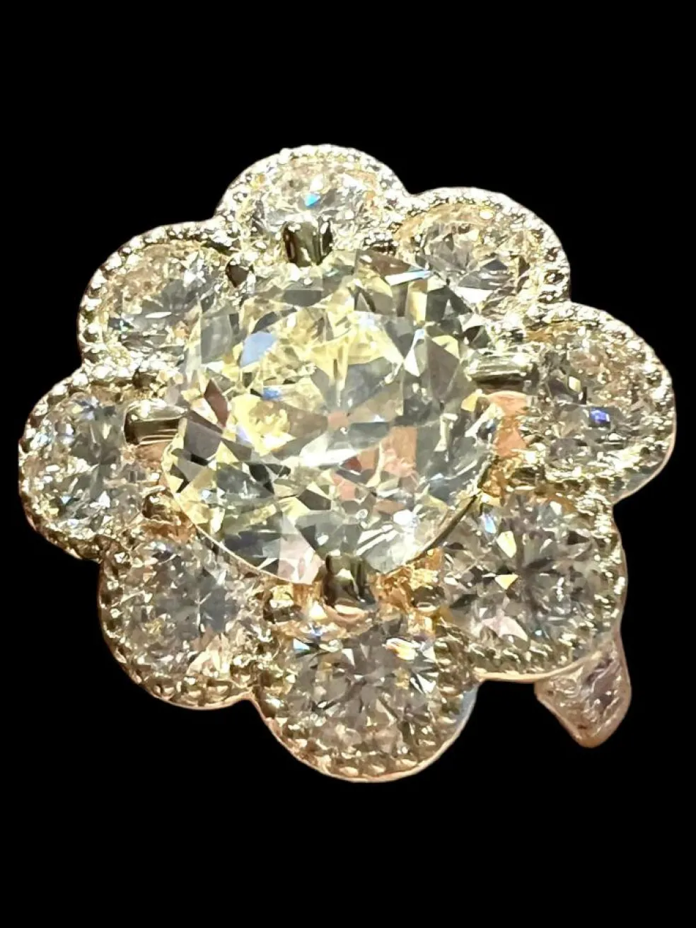 Bague diamant taille ancienne or jaune